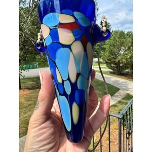 Elio Raffaeli Signed Murano Glass Wall Pocket 1995 End of Day Art Glass Vase